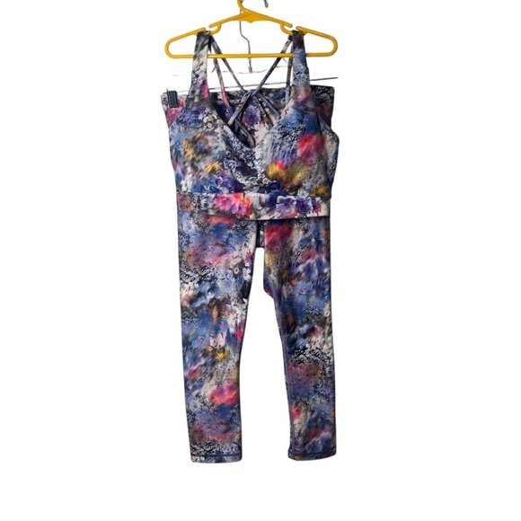 Athleta Energy Bra & High-Rise Leggings Set Floral Multi-Color Size XS Medium - Picture 1 of 8